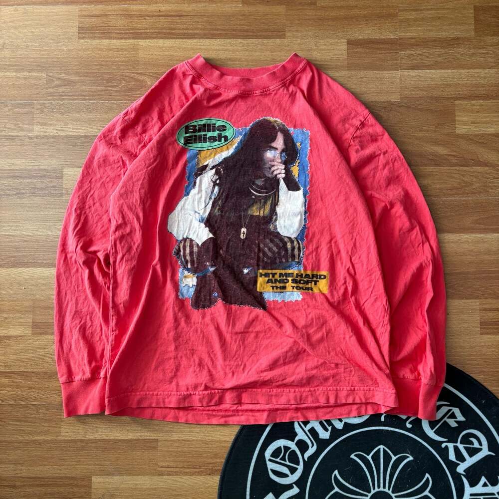 Billie Eilish Hit Me Hard and Soft Tour Red Graphic Print Long Sleeve Shirt